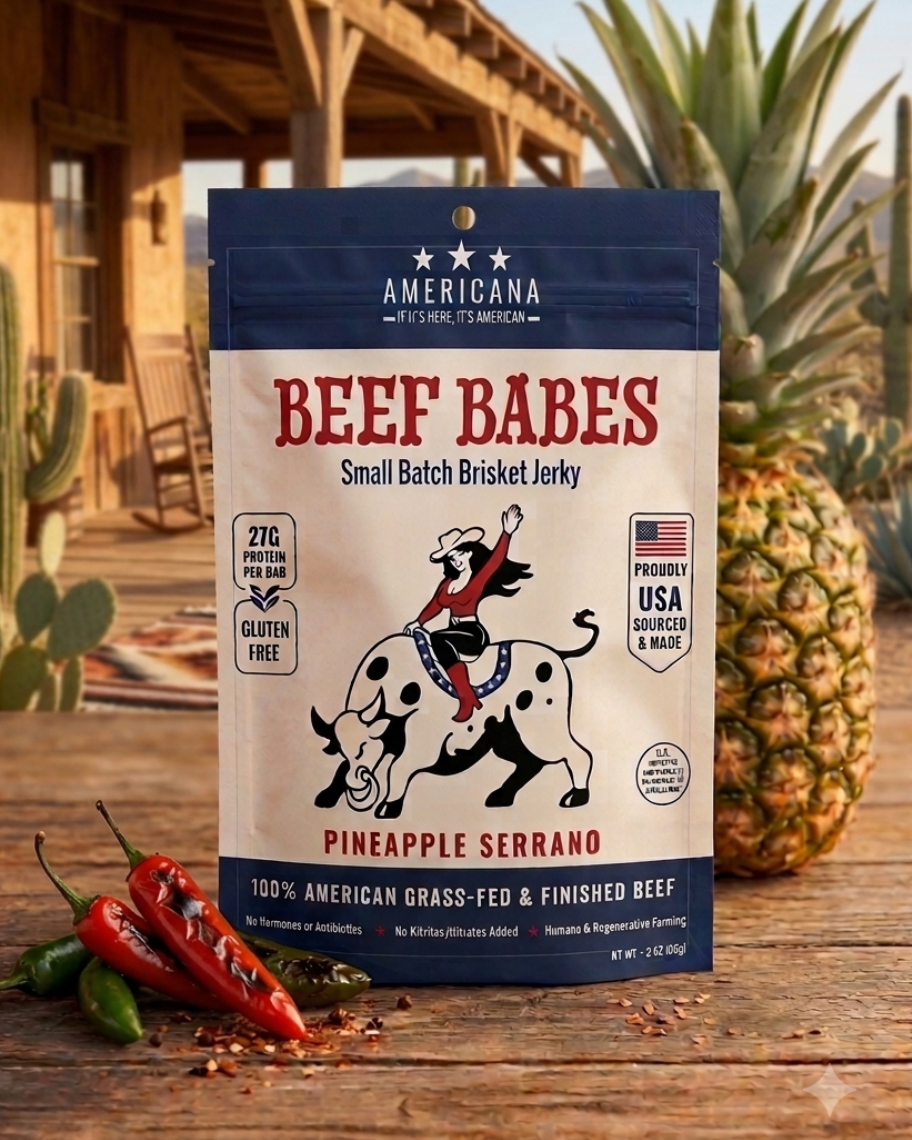 100% American Grass-Fed Brisket Jerky - Pineapple Serrano