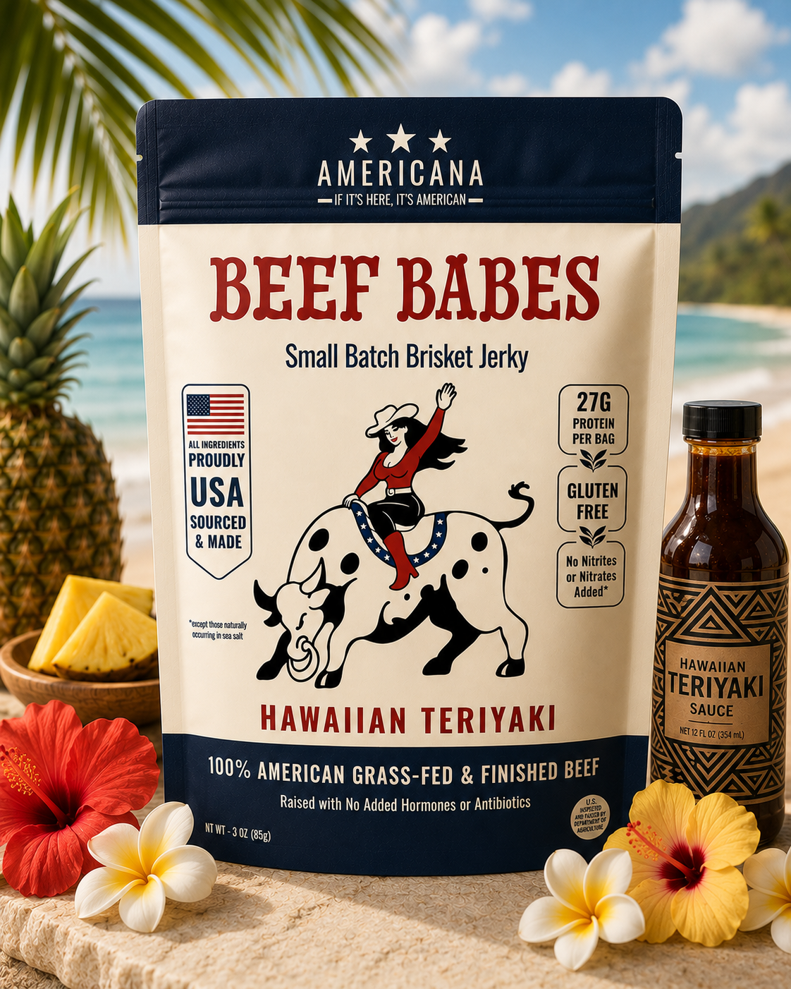100% American Grass-Fed Brisket Jerky - Hawaiian Teriyaki