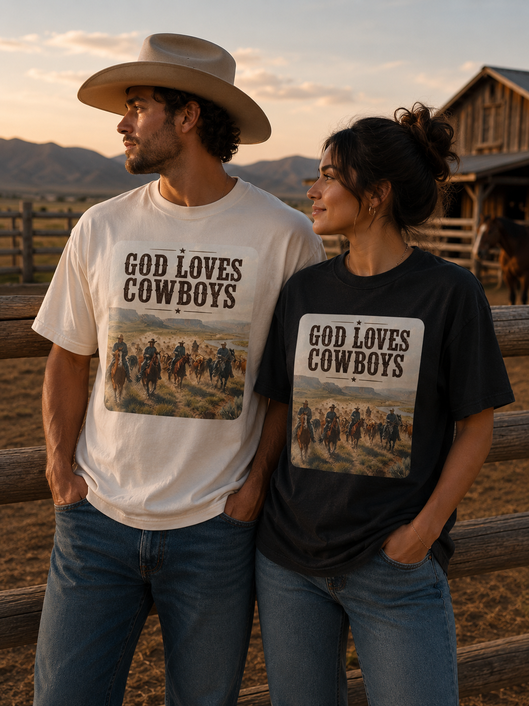 God Loves Cowboys Tee