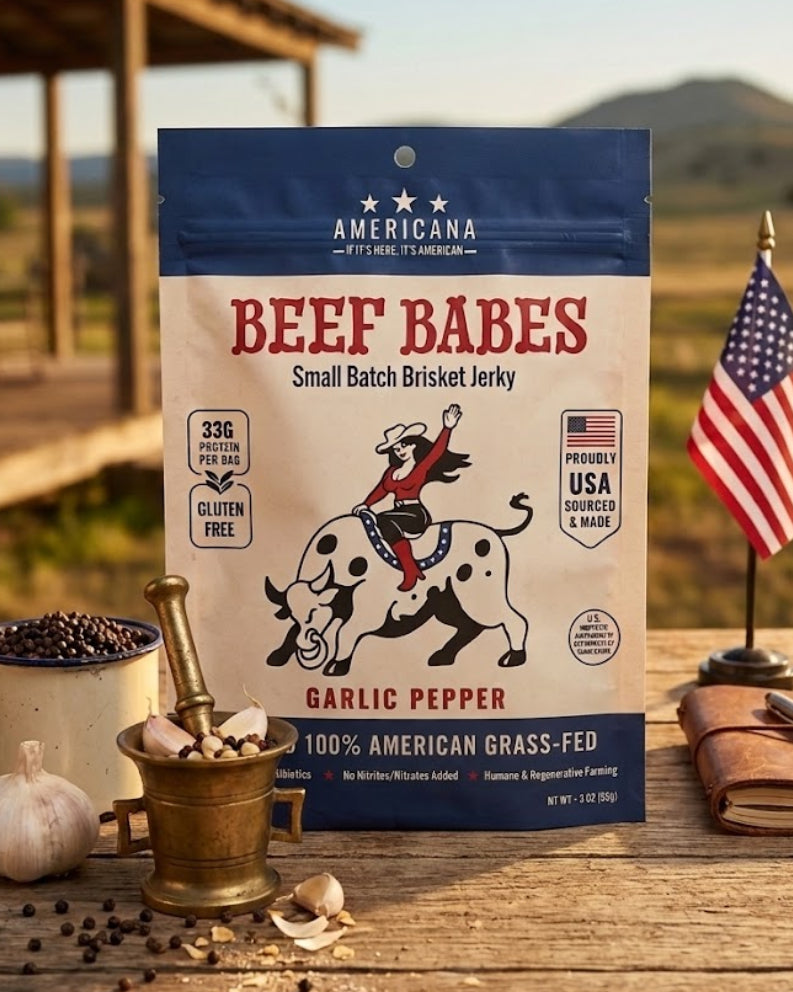100% American Grass-Fed Brisket Jerky - Peppered Garlic