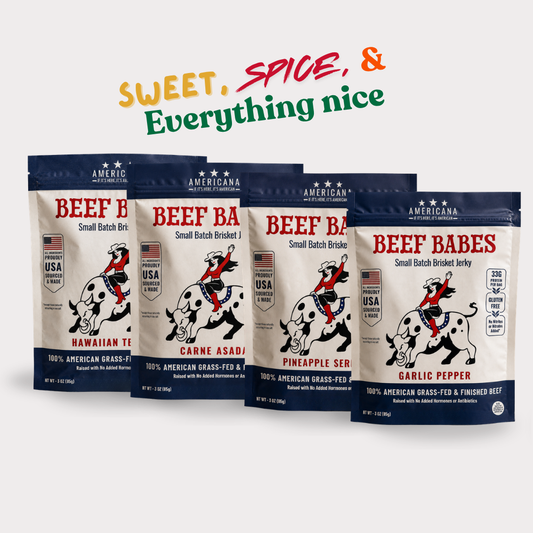 Americana Beef Babes jerky sampler pack.